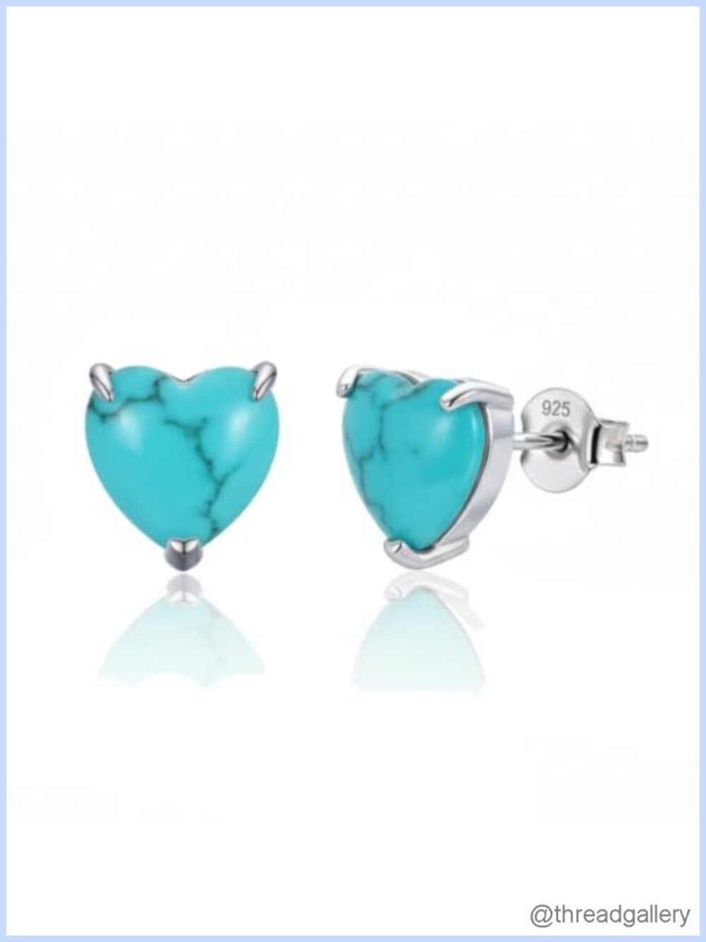 925 Sterling Silver Turquoise Stud Earrings Heart 6mm Gift for Her